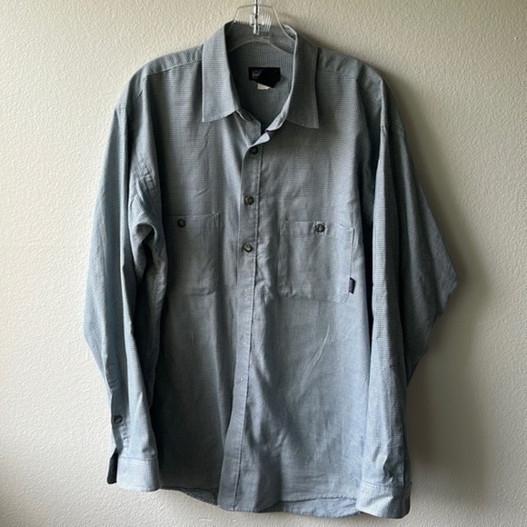 Patagonia Other - Patagonia shirt Men's size Medium light blue white herringbone plaid button up